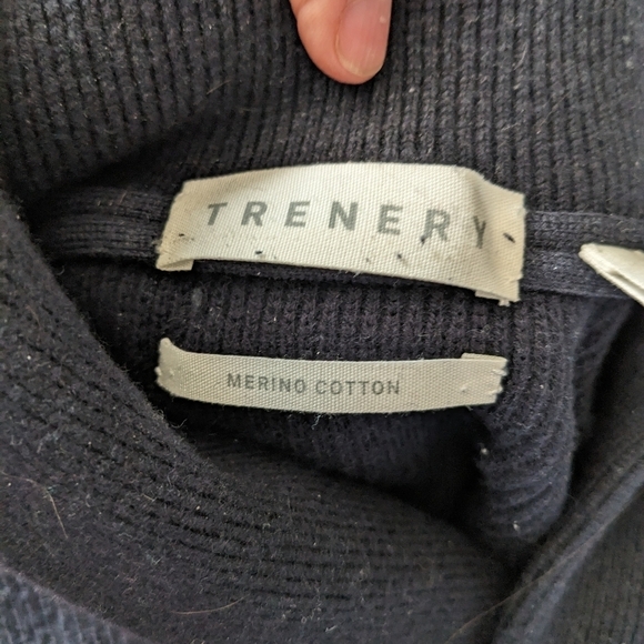 Trenery Merino/Cotton Blend Shawl Collar Knit Sweater Sz L - Picture 5 of 11